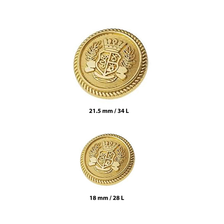 Royal Crest Antique Gold Metal Buttons