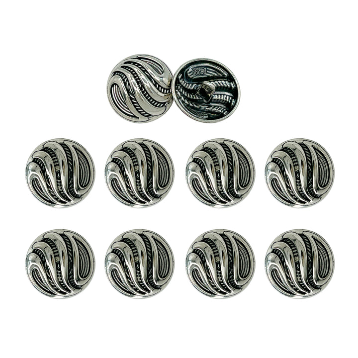 Ornate Metal Buttons with Wave Motif