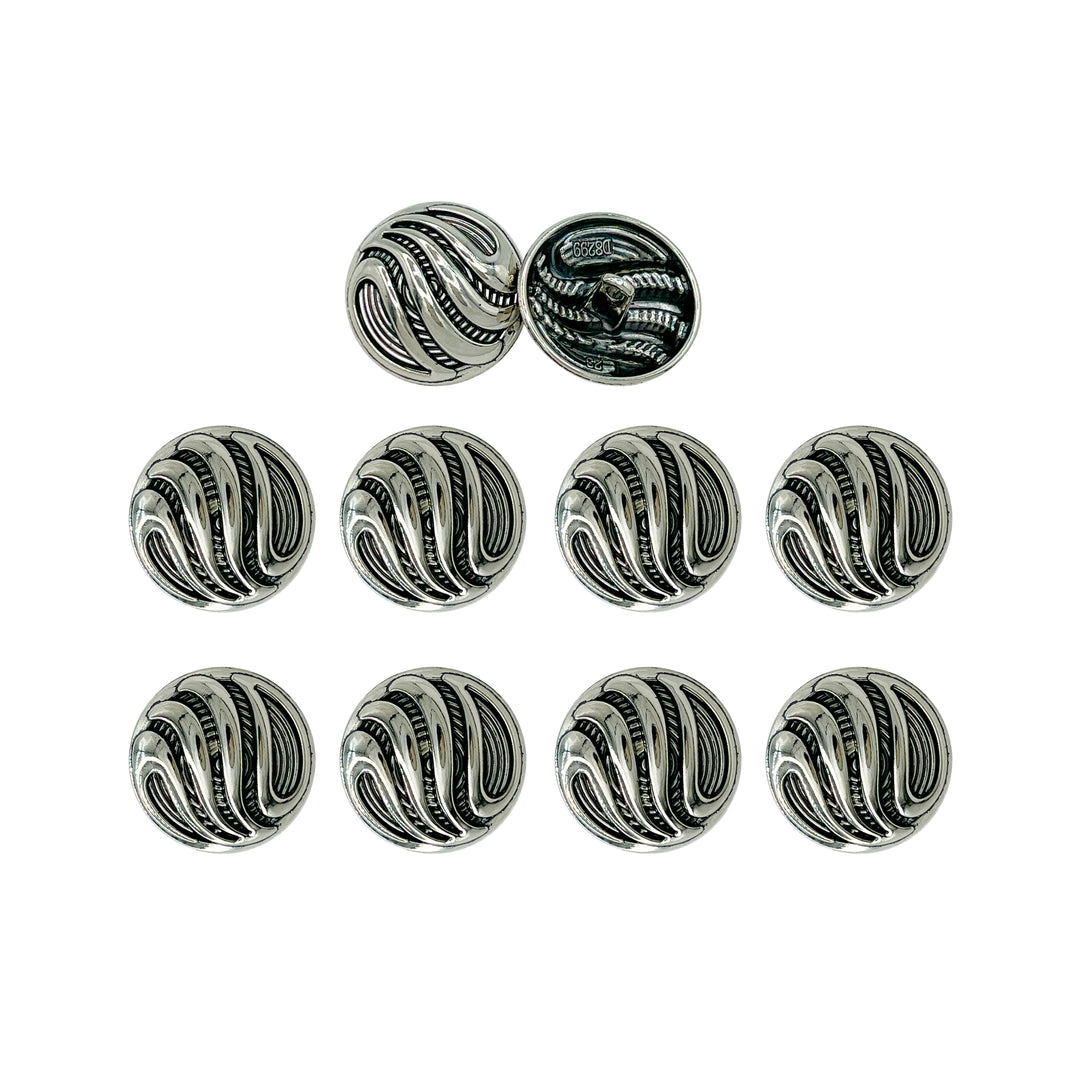 Ornate Metal Buttons with Wave Motif