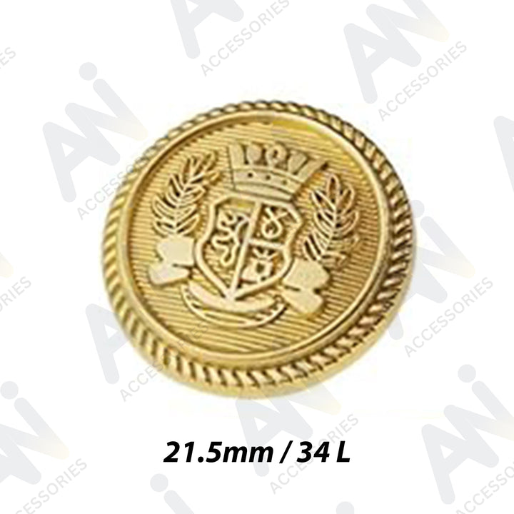 Royal Crest Antique Gold Metal Buttons