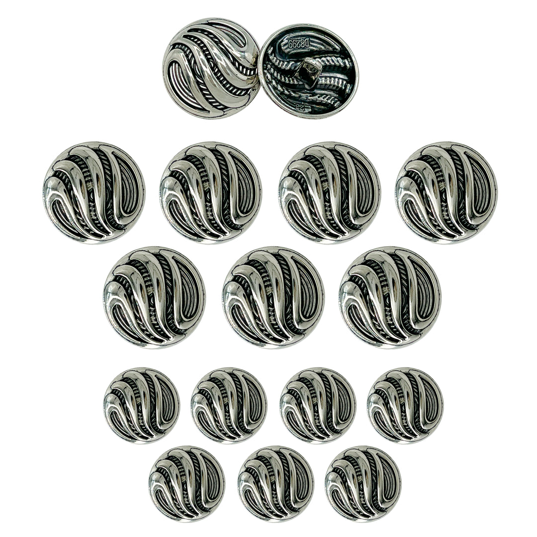 Ornate Metal Buttons with Wave Motif