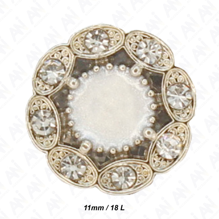 Victorian-Inspired Rhinestone Round Metal Diamond Button