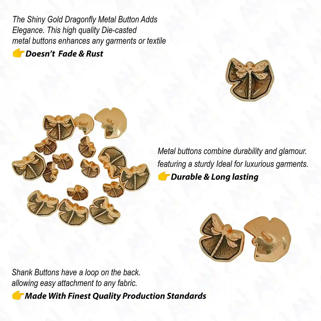 Dragon Fly Shirt Metal Buttons | 12mm & 18mm