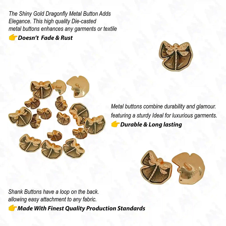 Dragon Fly Shirt Metal Buttons | 12mm & 18mm