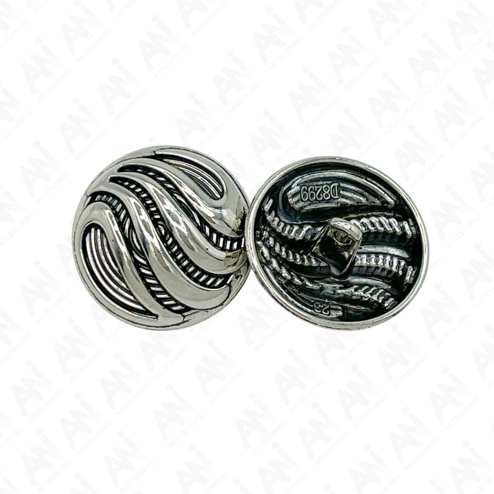 Ornate Metal Buttons with Wave Motif