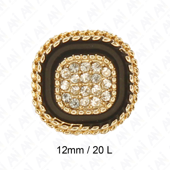 White Center Button with Gold and Diamond Accents