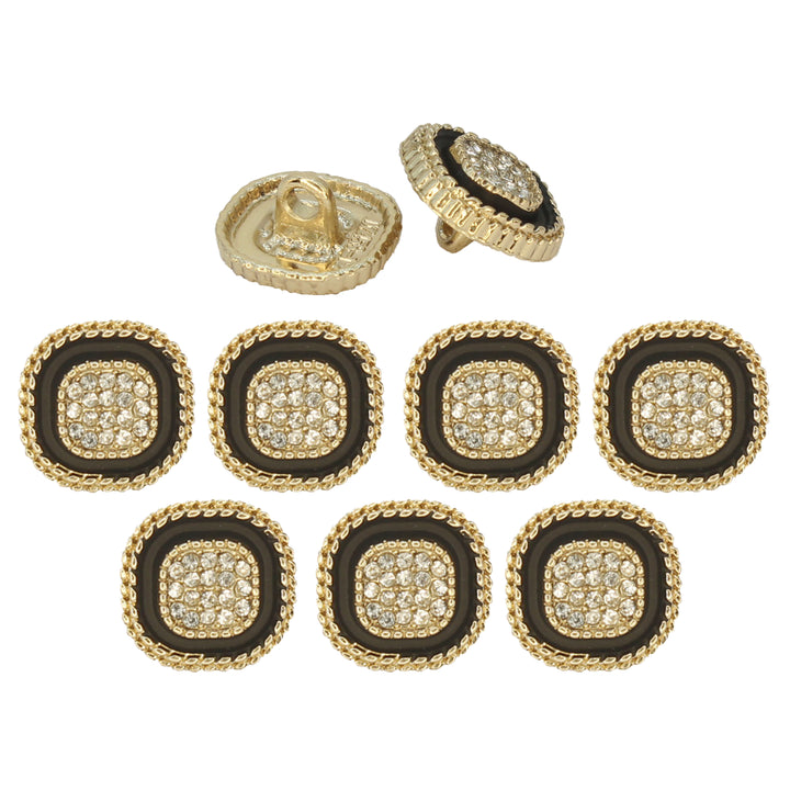 White Center Button with Gold and Diamond Accents