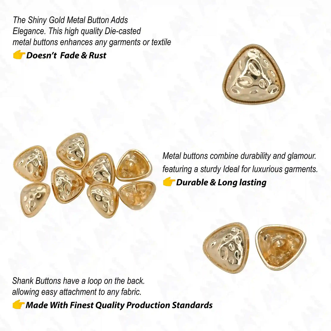 Round Triangle Hammered12mm Shirt Buttons