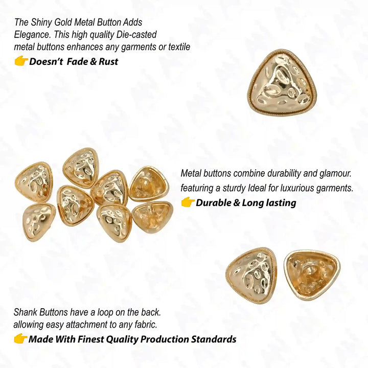 Round Triangle Hammered12mm Shirt Buttons