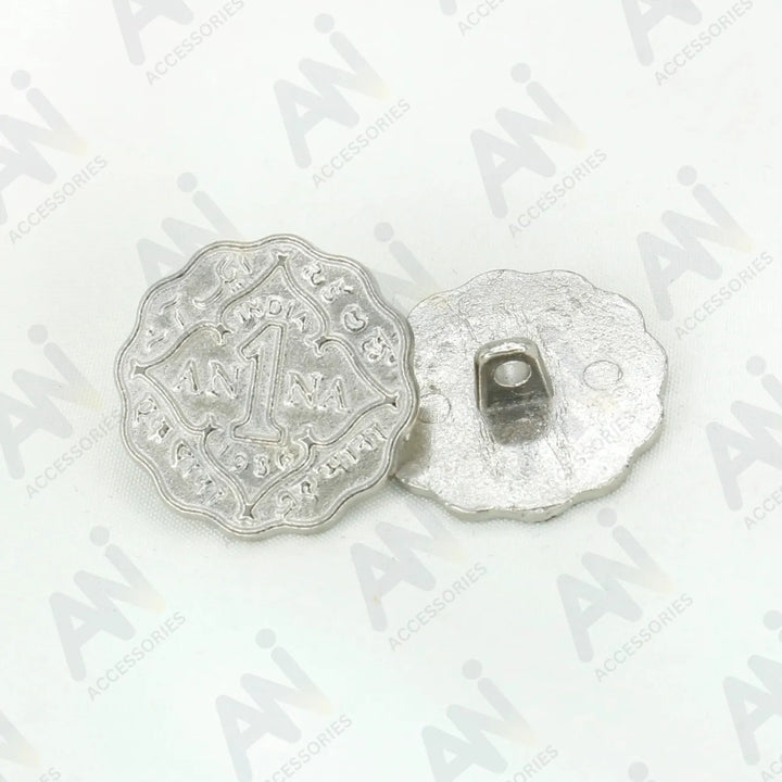 1 Anna Metal Coin Buttons | 17mm(27L) & 22mm(34L)
