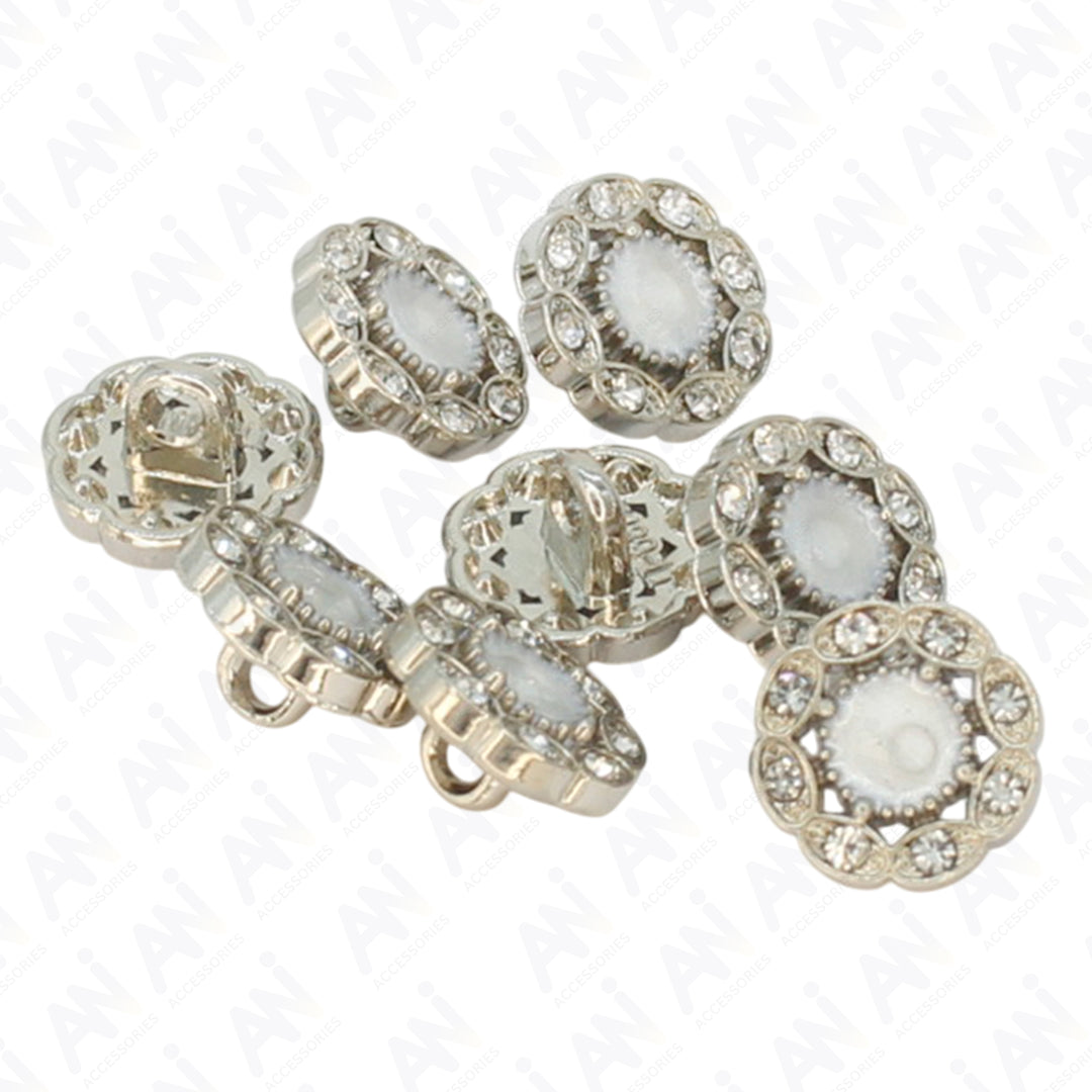 Victorian-Inspired Rhinestone Round Metal Diamond Button