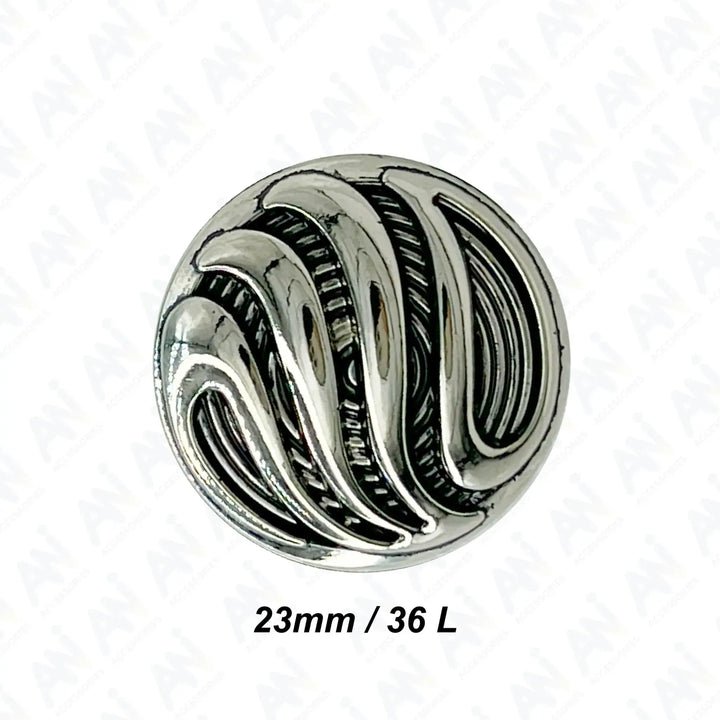 Ornate Metal Buttons with Wave Motif | 15mm, 18mm & 23mm