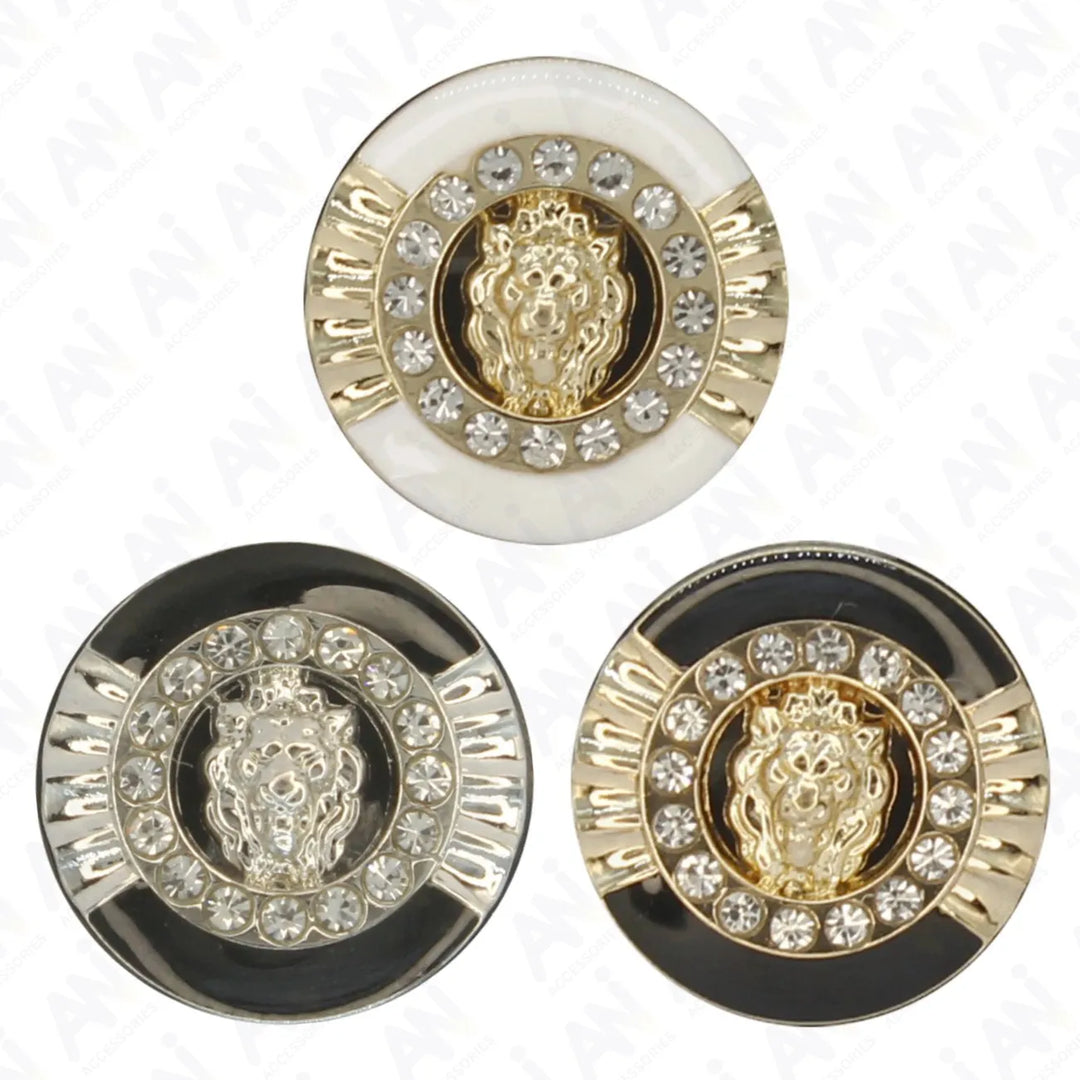 Lion Rhinestone Shirt Buttons | 14mm(22L) & 18mm(28L)