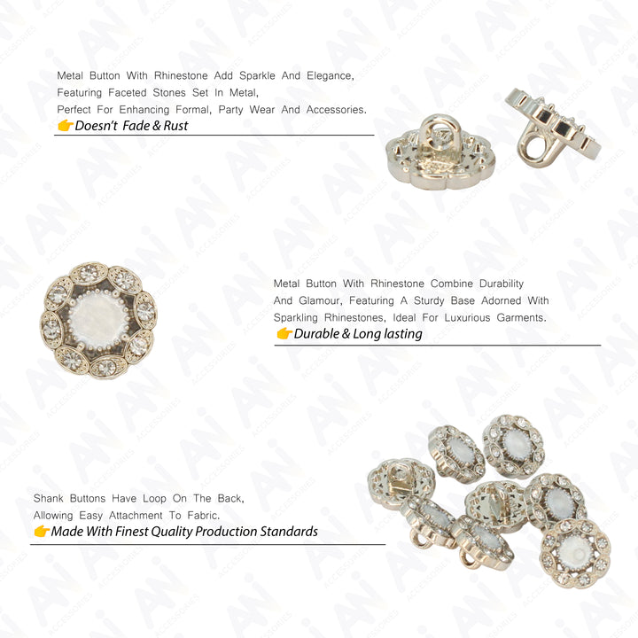 Victorian-Inspired Rhinestone Round Metal Diamond Button