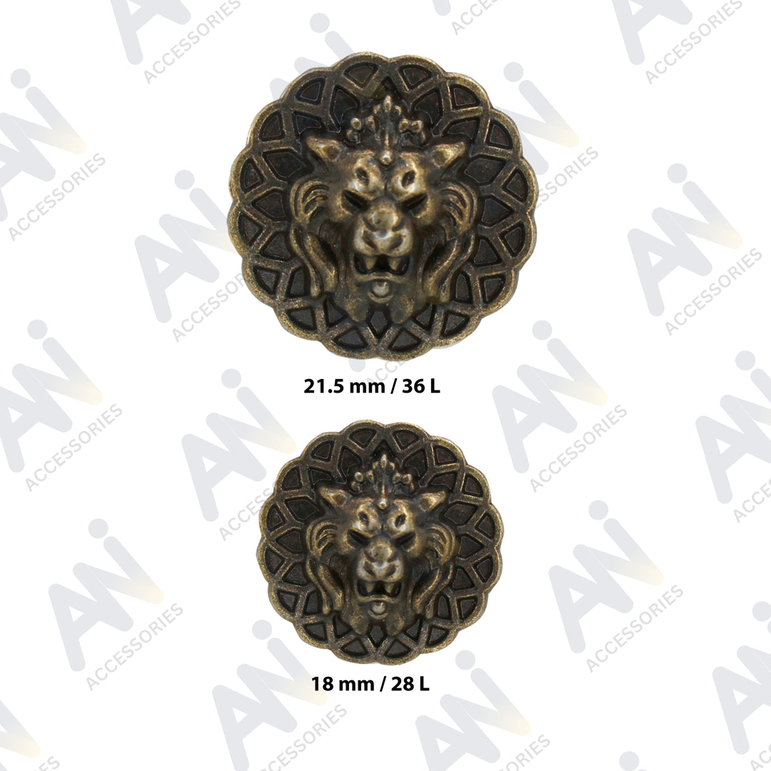 Lion Head Buttons for Clothing and Accessories