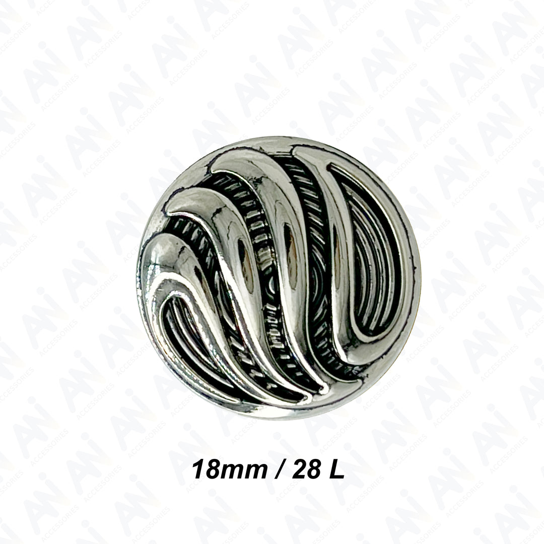 Ornate Metal Buttons with Wave Motif