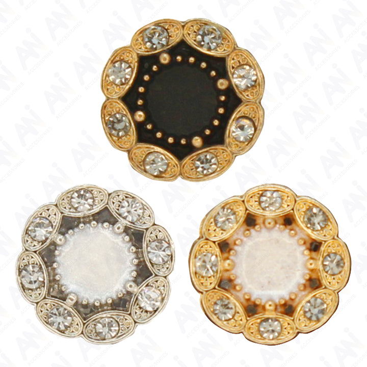 Victorian-Inspired Rhinestone Round Metal Diamond Button