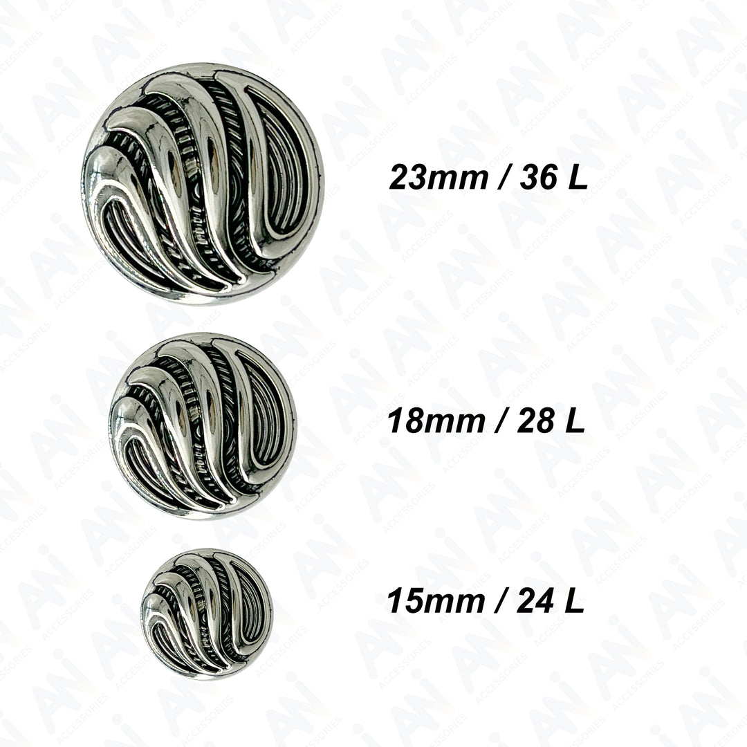 Ornate Metal Buttons with Wave Motif