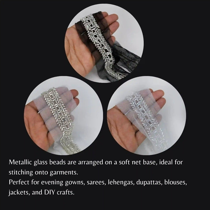 Glass Beaded Lace Trim - Cutdana