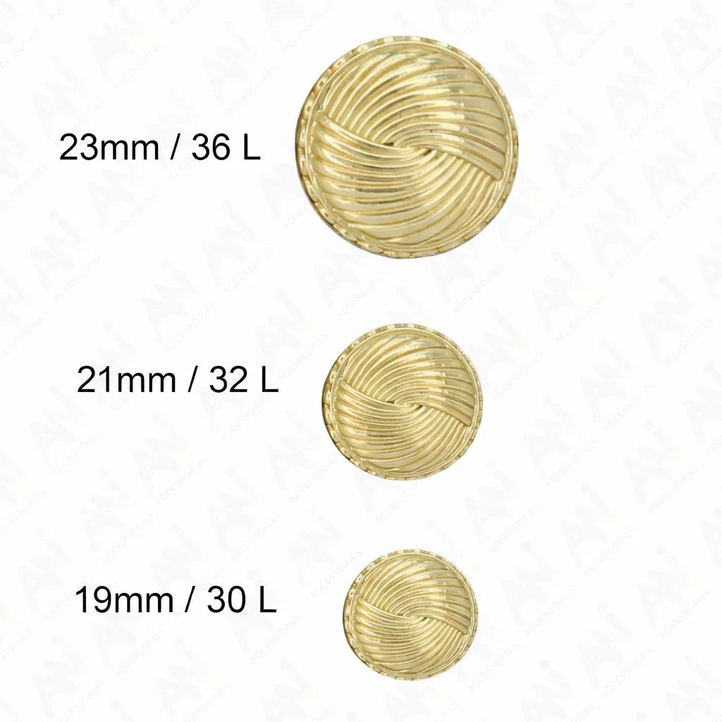 Swirled Gold Metal Buttons | 19mm(30L), 21mm(32L) & 23mm(36L)