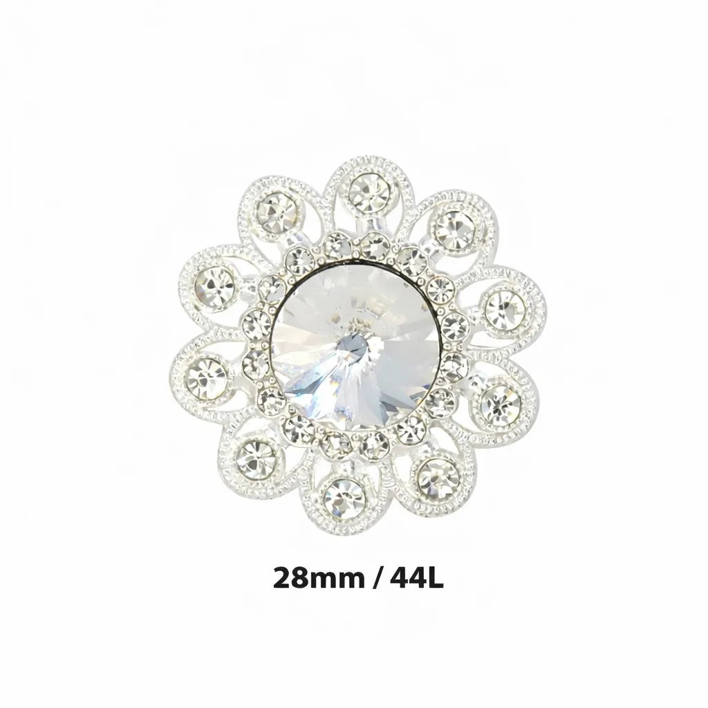 Sunflower Style Dome Rhinestone Metal Buttons | 28mm(44L)