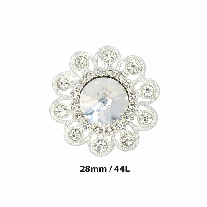 Sunflower Style Dome Rhinestone Metal Buttons | 28mm(44L)