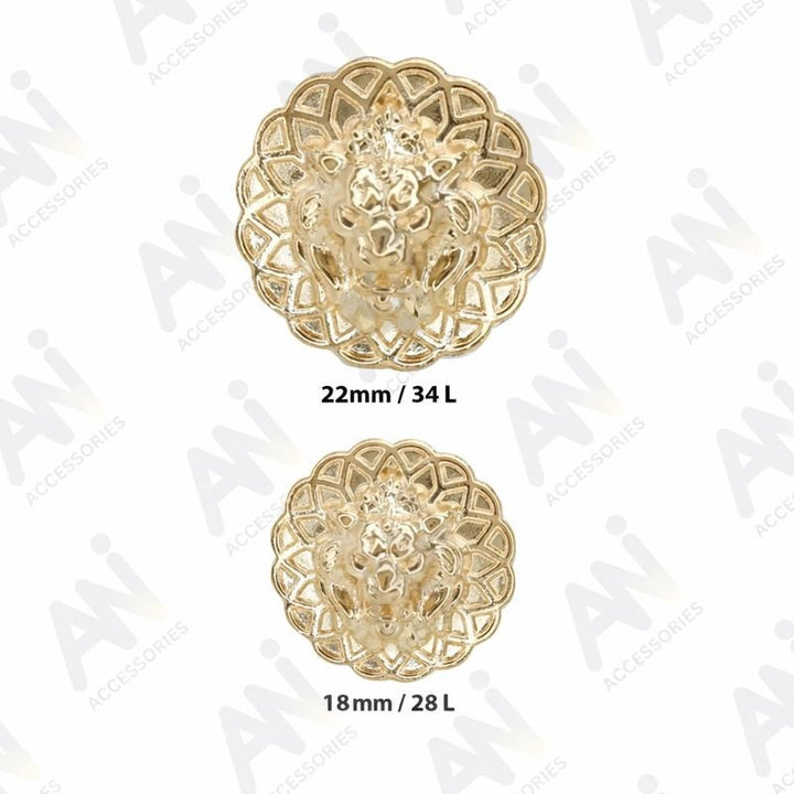 Lion Head Buttons for Clothing and Accessories | 18mm(28L) & 22mm(34L)