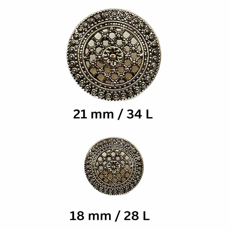 Raised Diamond Pattern Metal Buttons | 18mm(28L) & 21mm(34L)
