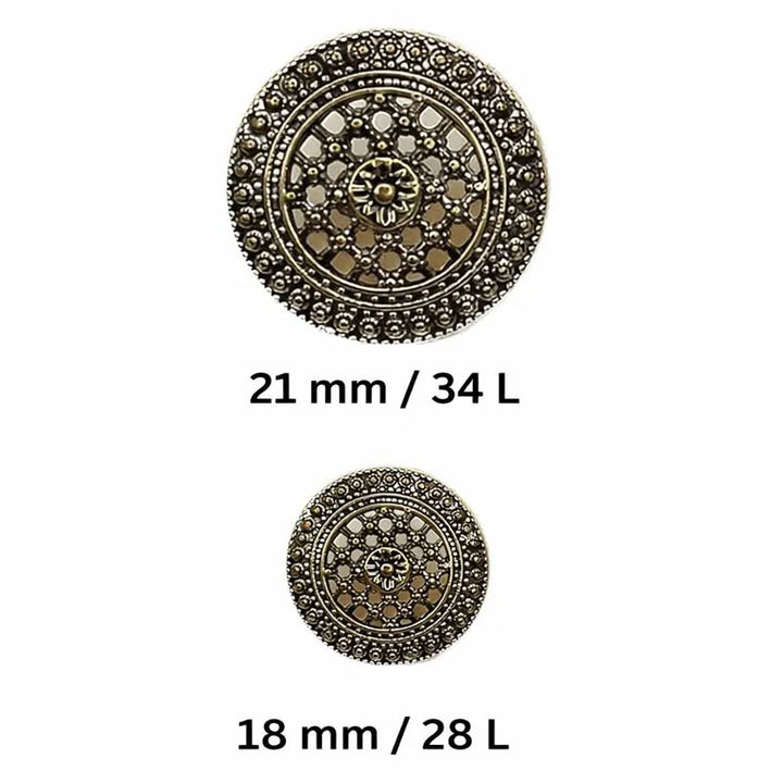 Raised Diamond Pattern Metal Buttons | 18mm(28L) & 21mm(34L)