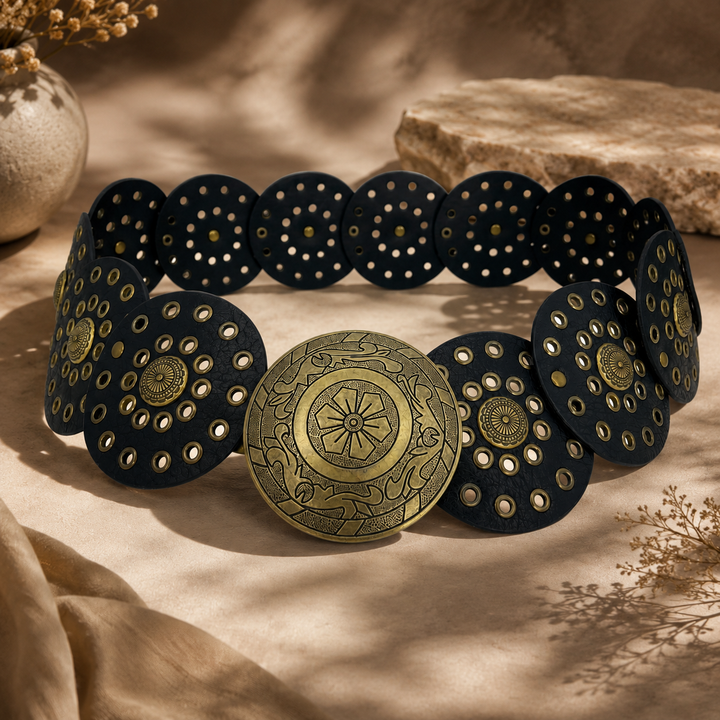 Big Metallic Disk Moroccan Boho Belt