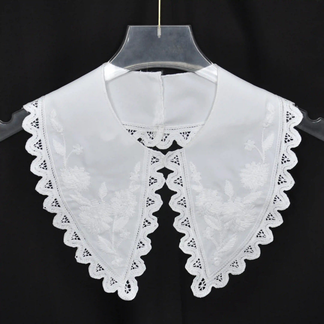 Classic Cutwork Embroidery Peter Pan collar showcasing delicate perforated design and curved border