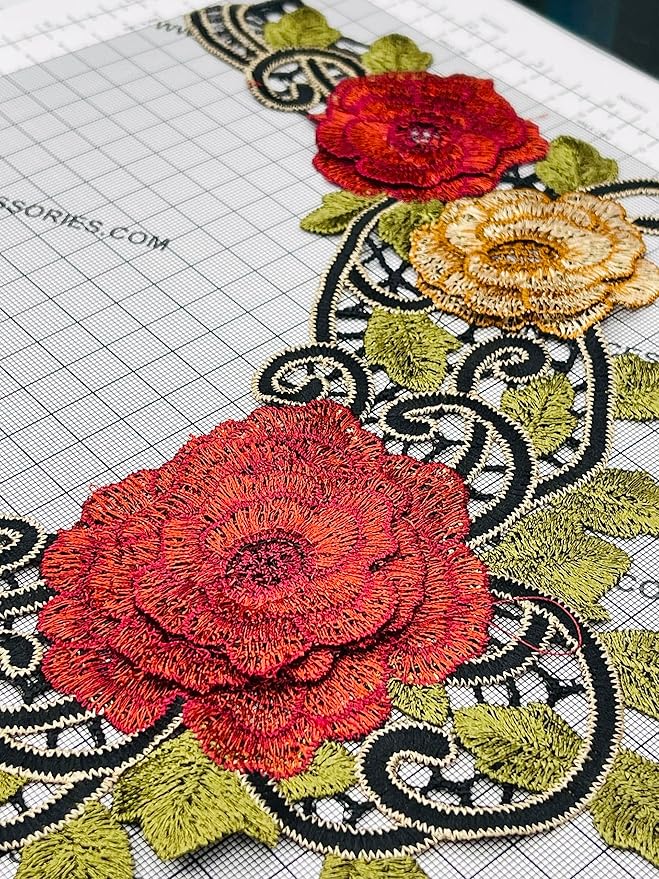 Classic floral ethnic neckline by Ani Accessories with fine detailing for elegant garment styling