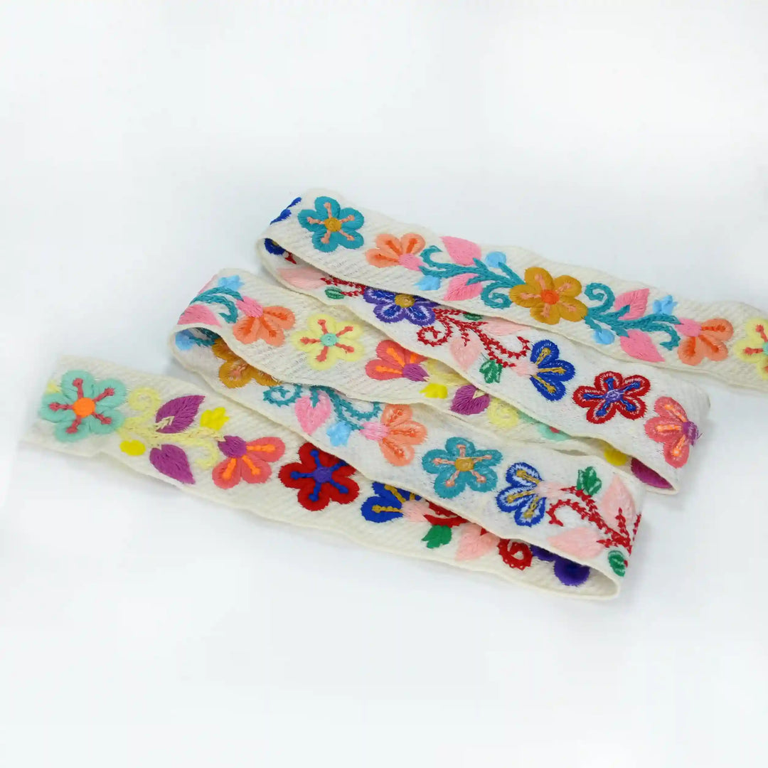 Multicolor Small flower crochet lace full design showing  shown in a white background | Ani Accessories