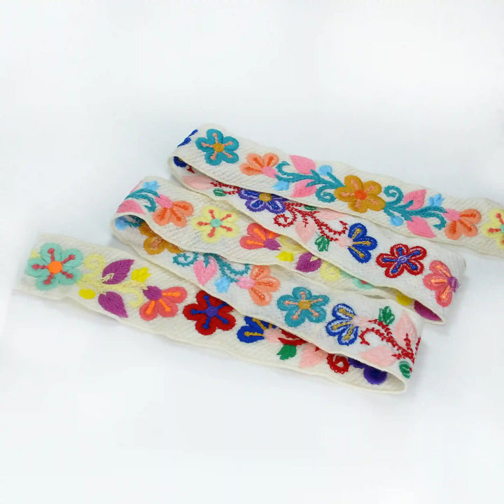 Multicolor Small flower crochet lace full design showing  shown in a white background | Ani Accessories