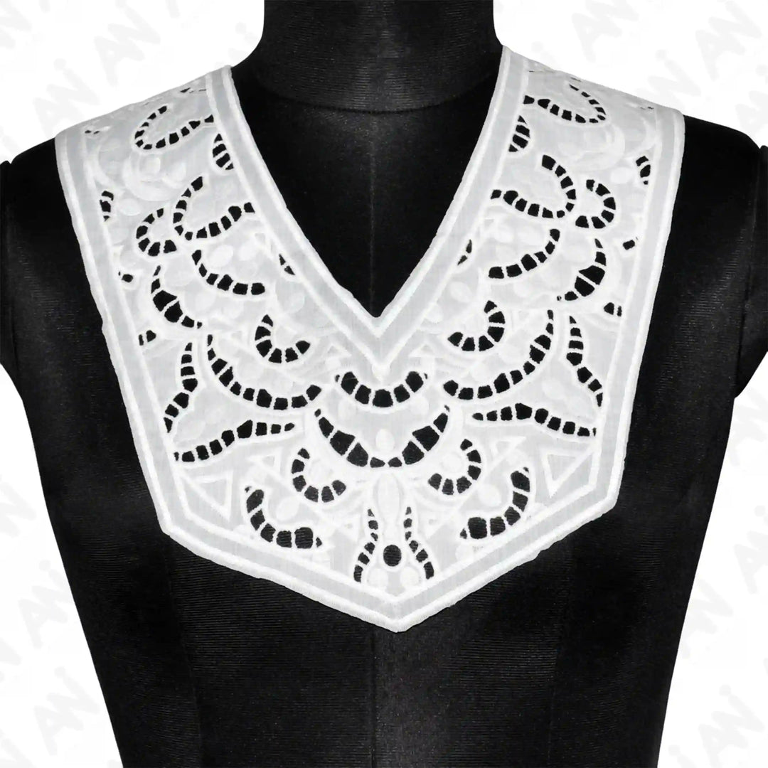 Cutwork yoke neck collar by Ani Accessories with intricate embroidery, perfect for dresses, kurtis, and ethnic wear.