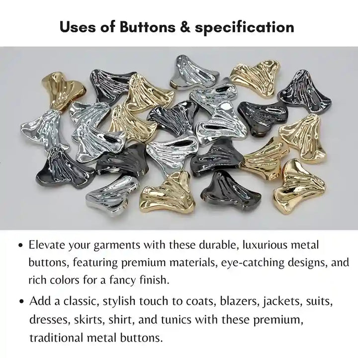 Organic Shape Metal Buttons | 22mm(28L), 27mm(42L) & 42mm(66L)