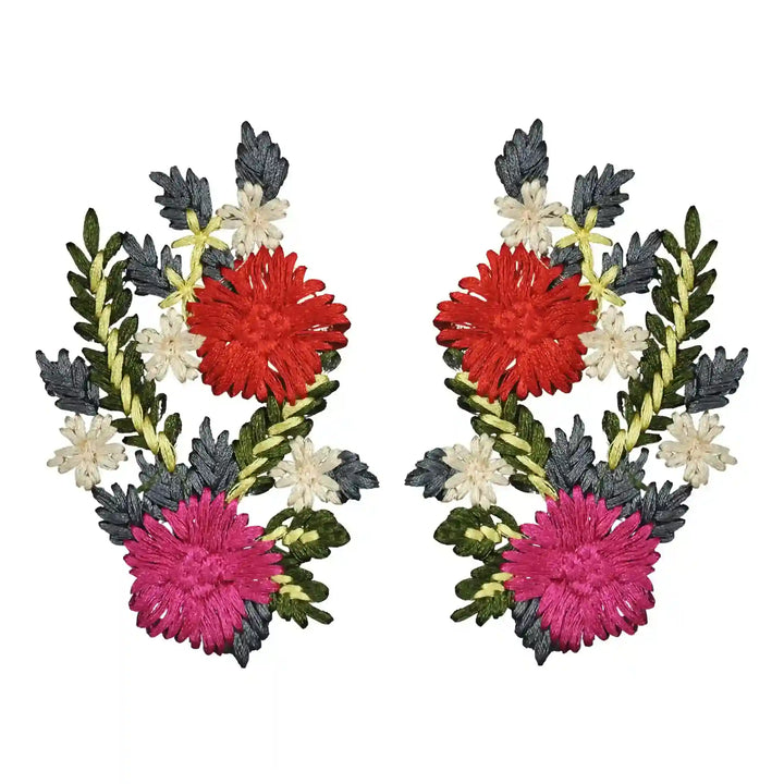 Fuchsia and Crimson Embroidered Lace