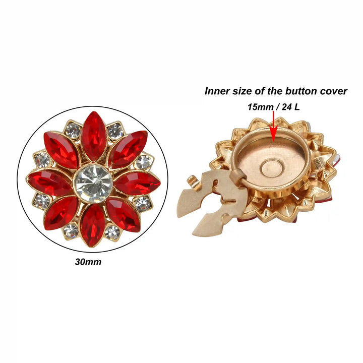 Floral Rhinestone Button Covers