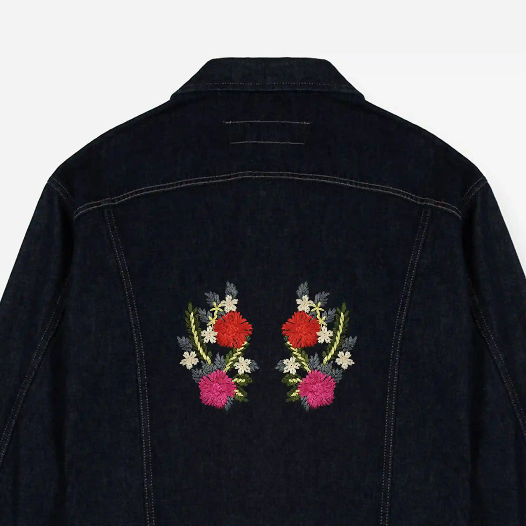 Fuchsia and Crimson Embroidered Lace