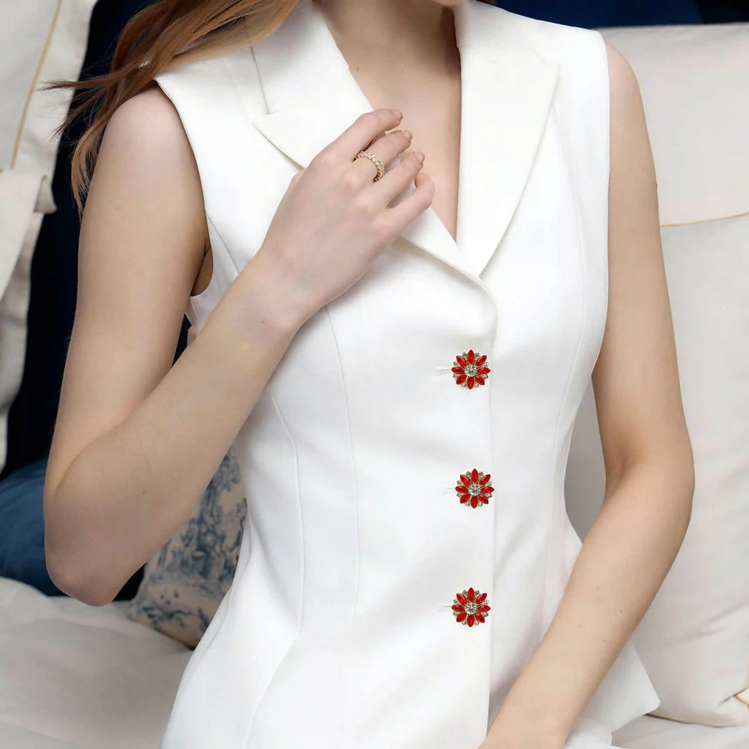 Floral Rhinestone Button Covers