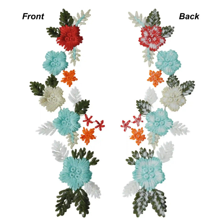 Aquatic Floral Embroidery Patch