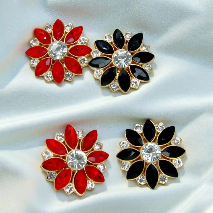 Floral Rhinestone Button Covers