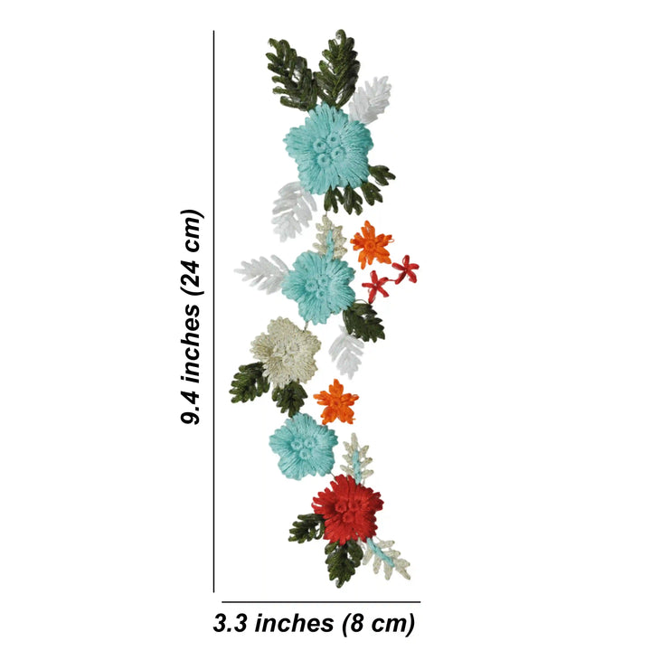 Aquatic Floral Embroidery Patch