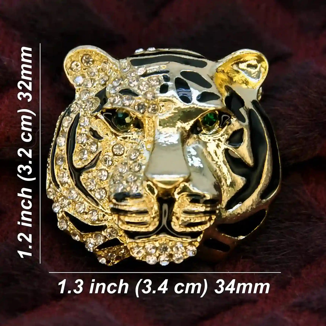 Rhinestone Tiger Brooch