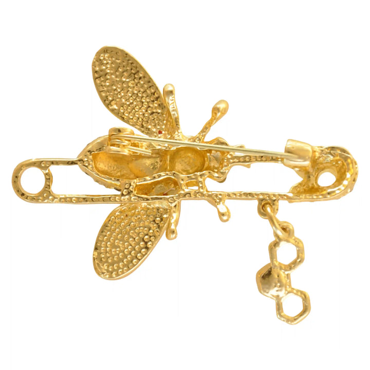 Encrusted Bee Safety Brooch Pin