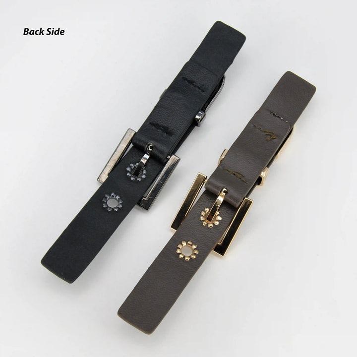 Nickel With Black PU Prong Belt Buckle