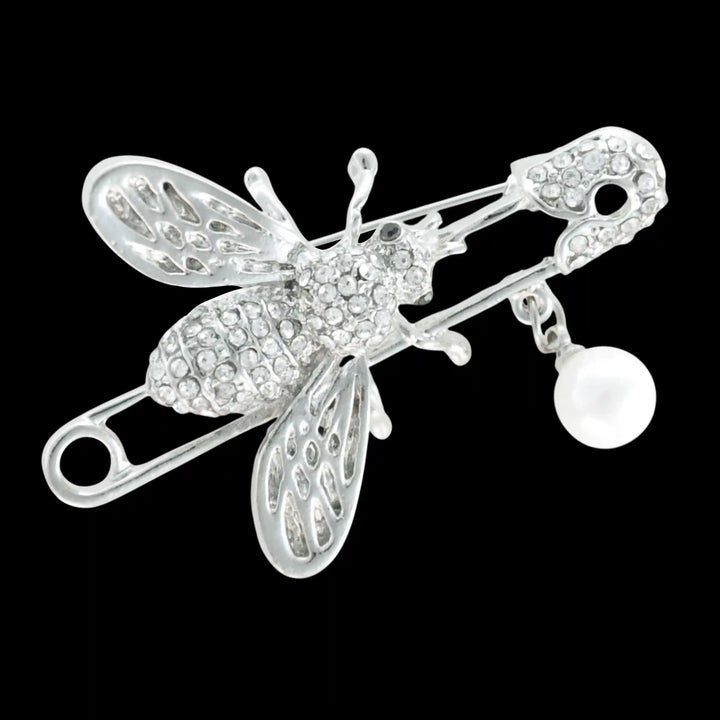 Encrusted Bee Safety Brooch Pin