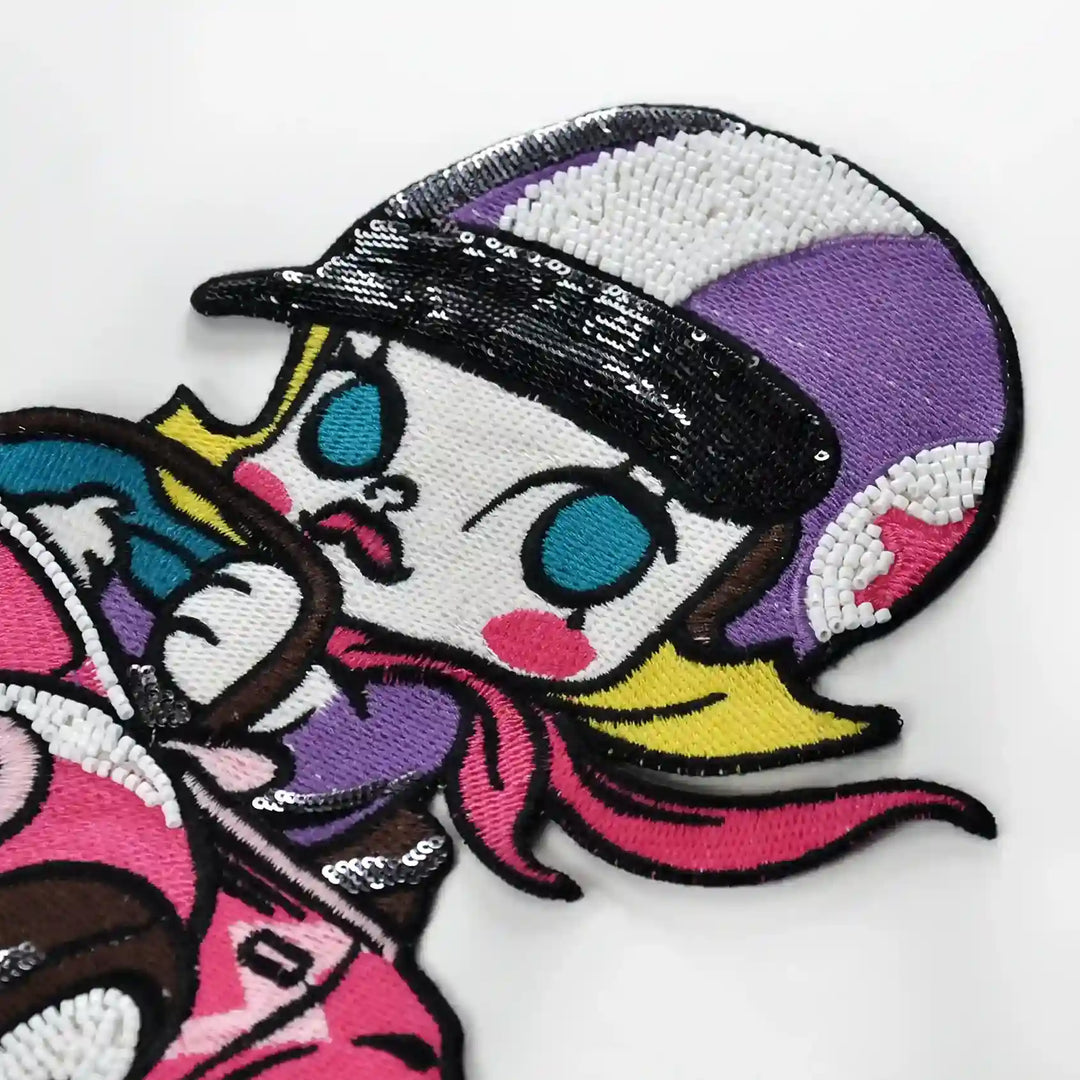 Pink Car Girl Large Sew Patch