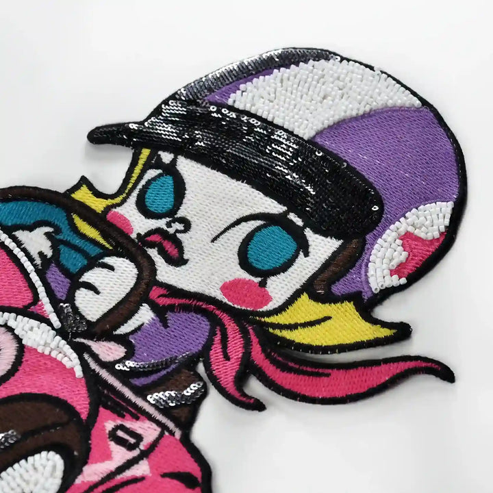Pink Car Girl Large Sew Patch