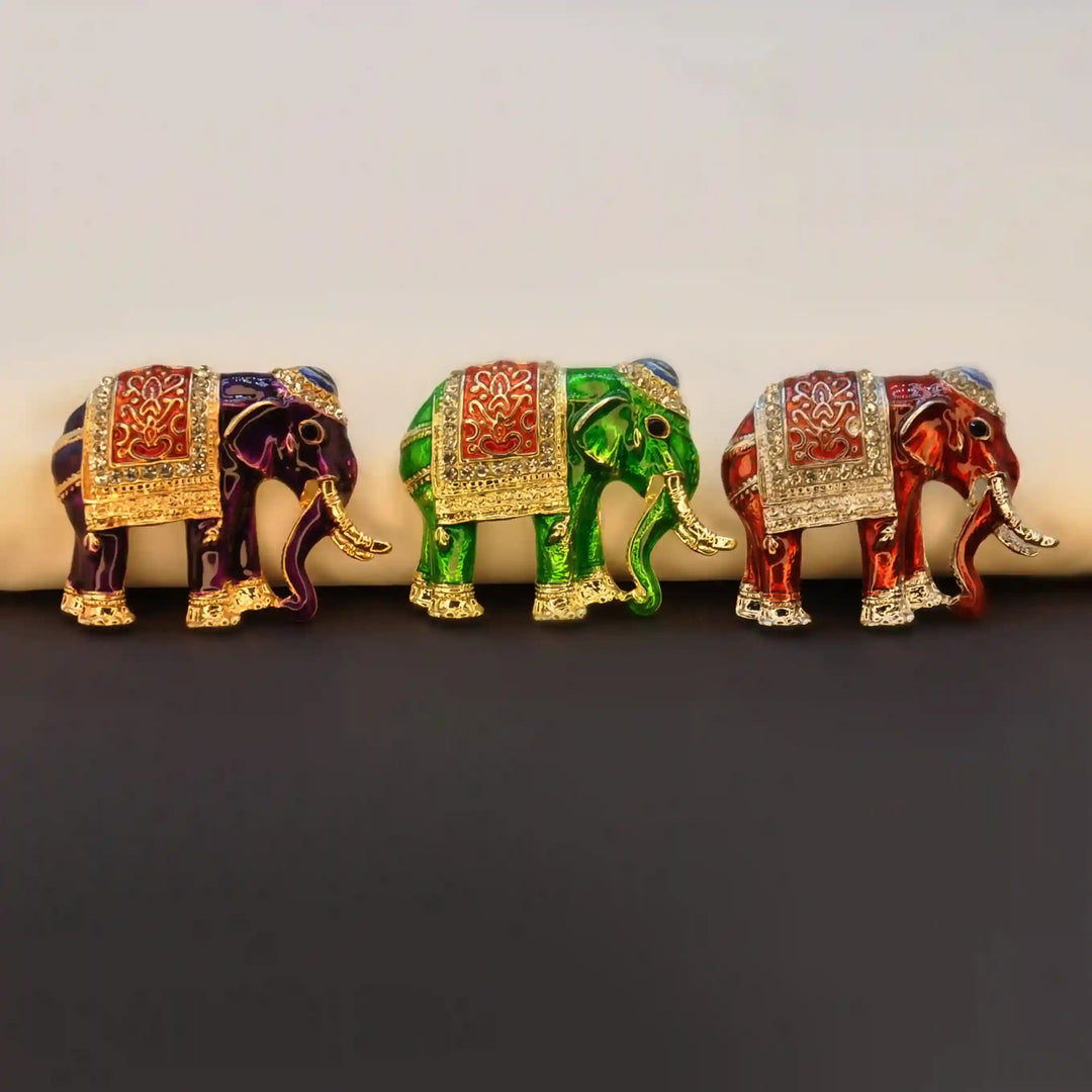 Enamel Elegant Elephant Brooch Pin